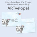 Load image into Gallery viewer, The envelope for Tree-Free’s Udderly Grateful card, along with the following text: “Every Tree-Free 5x7 card comes with a matching ARTvelope!”
