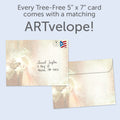 Load image into Gallery viewer, The envelope for Tree-Free’s Gentle Kindness Solstice Card card, along with the following text: “Every Tree-Free 5x7 card comes with a matching ARTvelope!”
