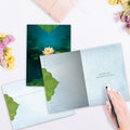 Load image into Gallery viewer, The inside of Tree-Free’s Bouquet Of Light Friendship Card card, with the cover and envelope in the background.
