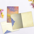 Load image into Gallery viewer, The inside of Tree-Free’s What Lies Behind All Occasion Card card, with the cover and envelope in the background.
