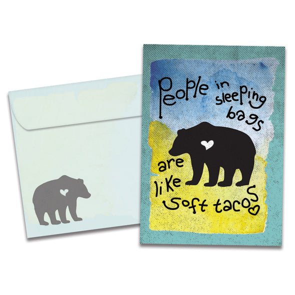The cover of Tree-Free's Soft Tacos All Occasion Card card, along with its matching envelope.