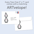 Load image into Gallery viewer, The envelope for Tree-Free’s Penguin Pile Thinking Of You Card card, along with the following text: “Every Tree-Free 5x7 card comes with a matching ARTvelope!”

