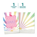 Load image into Gallery viewer, The cover and inside of Tree-Free’s Rainbow Ninja Encouragement Card card, along with the following text: “1 greeting card, 1 matching envelope”
