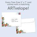 Load image into Gallery viewer, The envelope for Tree-Free’s Congrats Flowers Vibrant card, along with the following text: “Every Tree-Free 5x7 card comes with a matching ARTvelope!”
