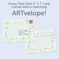 Load image into Gallery viewer, The envelope for Tree-Free’s Faithful Friend card, along with the following text: “Every Tree-Free 5x7 card comes with a matching ARTvelope!”
