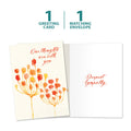 Load image into Gallery viewer, The cover and inside of Tree-Free’s Sympathy Flowers Sympathy Card card, along with the following text: “1 greeting card, 1 matching envelope”
