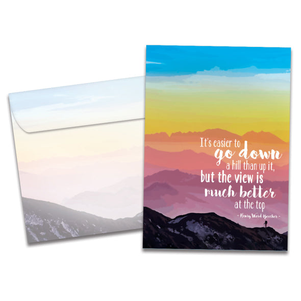 The cover of Tree-Free's The View All Occasion Card card, along with its matching envelope.