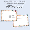 Load image into Gallery viewer, The envelope for Tree-Free’s Happy Sloth card, along with the following text: “Every Tree-Free 5x7 card comes with a matching ARTvelope!”
