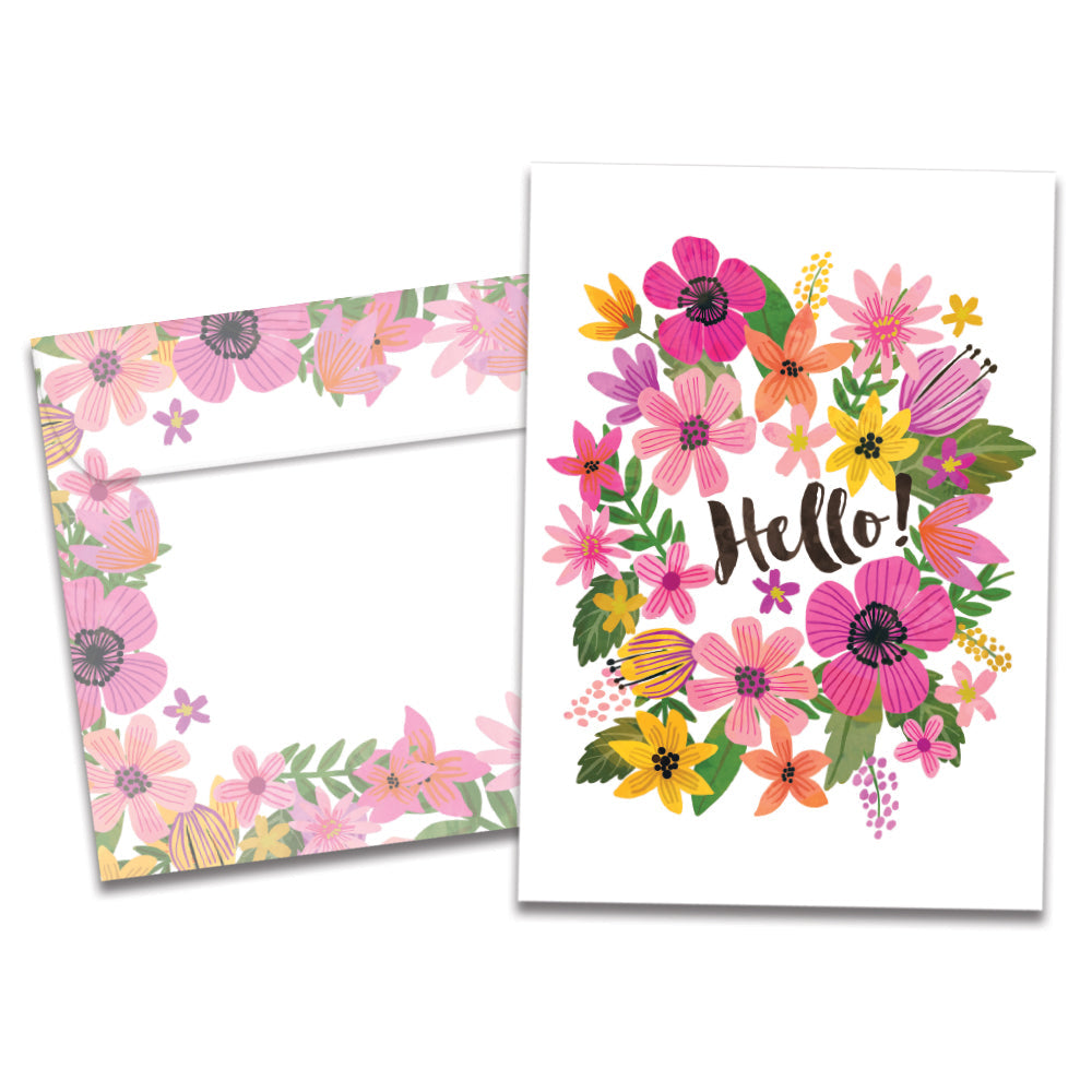 The cover of Tree-Free's Hello card, along with its matching envelope.