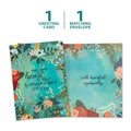Load image into Gallery viewer, The cover and inside of Tree-Free’s Lifted Sympathy Card card, along with the following text: “1 greeting card, 1 matching envelope”
