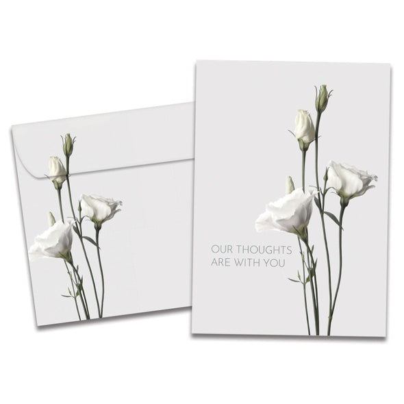 The cover of Tree-Free's Elegant Thoughts Sympathy Card card, along with its matching envelope.