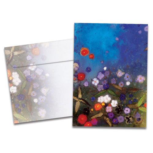 The cover of Tree-Free's Glowing Garden Sympathy Card card, along with its matching envelope.