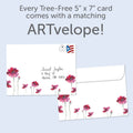 Load image into Gallery viewer, The envelope for Tree-Free’s Gratitude Blossoms card, along with the following text: “Every Tree-Free 5x7 card comes with a matching ARTvelope!”
