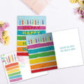 Load image into Gallery viewer, The envelope for Tree-Free’s Layers Of Happy card, along with the following text: “Every Tree-Free 5x7 card comes with a matching ARTvelope!”
