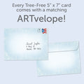 Load image into Gallery viewer, The envelope for Tree-Free’s Wish Big card, along with the following text: “Every Tree-Free 5x7 card comes with a matching ARTvelope!”
