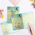 Load image into Gallery viewer, The inside of Tree-Free’s Primavera Thank You Card card, with the cover and envelope in the background.
