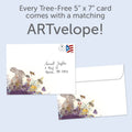 Load image into Gallery viewer, The envelope for Tree-Free’s Honey Bunny Birthday card, along with the following text: “Every Tree-Free 5x7 card comes with a matching ARTvelope!”
