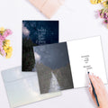 Load image into Gallery viewer, The inside of Tree-Free’s Glowing Path Sympathy Card card, with the cover and envelope in the background.
