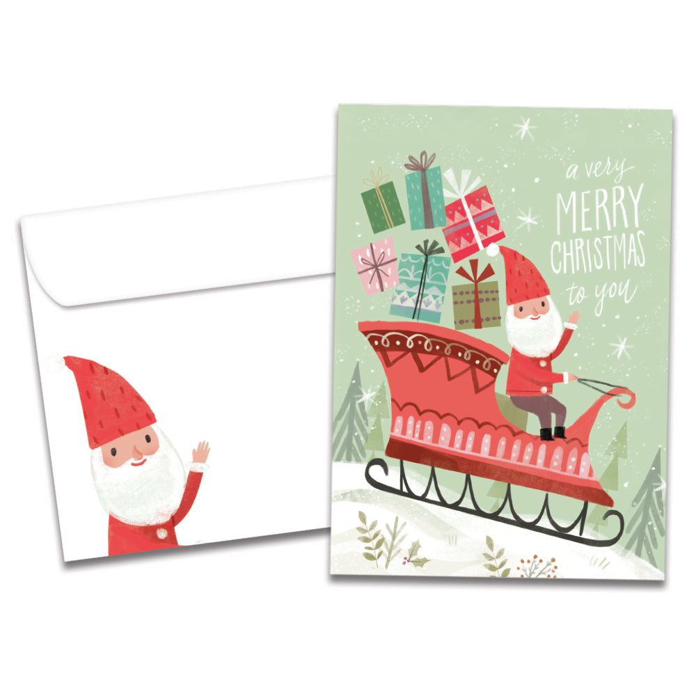 Cute Santa Sleigh Christmas Card