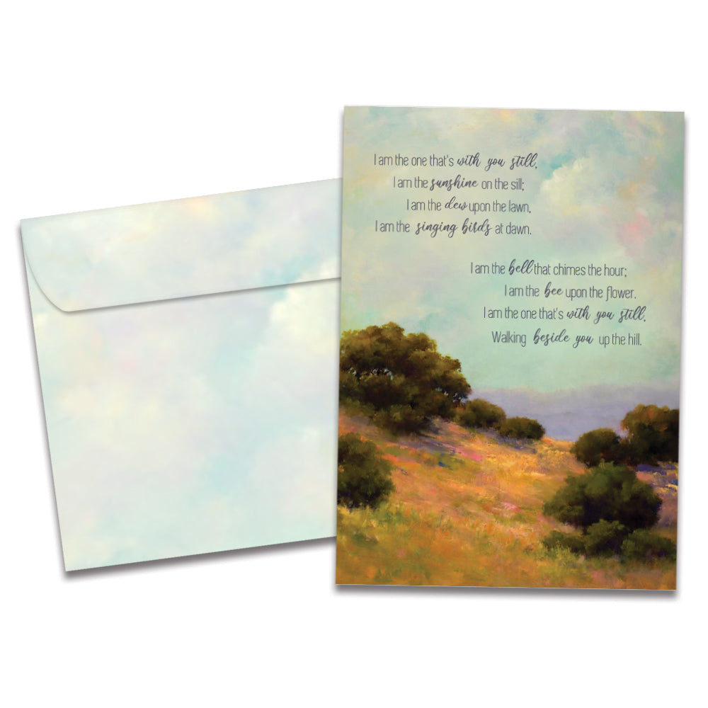 The cover of Tree-Free's With You Still card, along with its matching envelope.