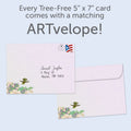Load image into Gallery viewer, The envelope for Tree-Free’s Sparkle Bird card, along with the following text: “Every Tree-Free 5x7 card comes with a matching ARTvelope!”
