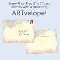 Load image into Gallery viewer, The envelope for Tree-Free’s Earth Goddess card, along with the following text: “Every Tree-Free 5x7 card comes with a matching ARTvelope!”
