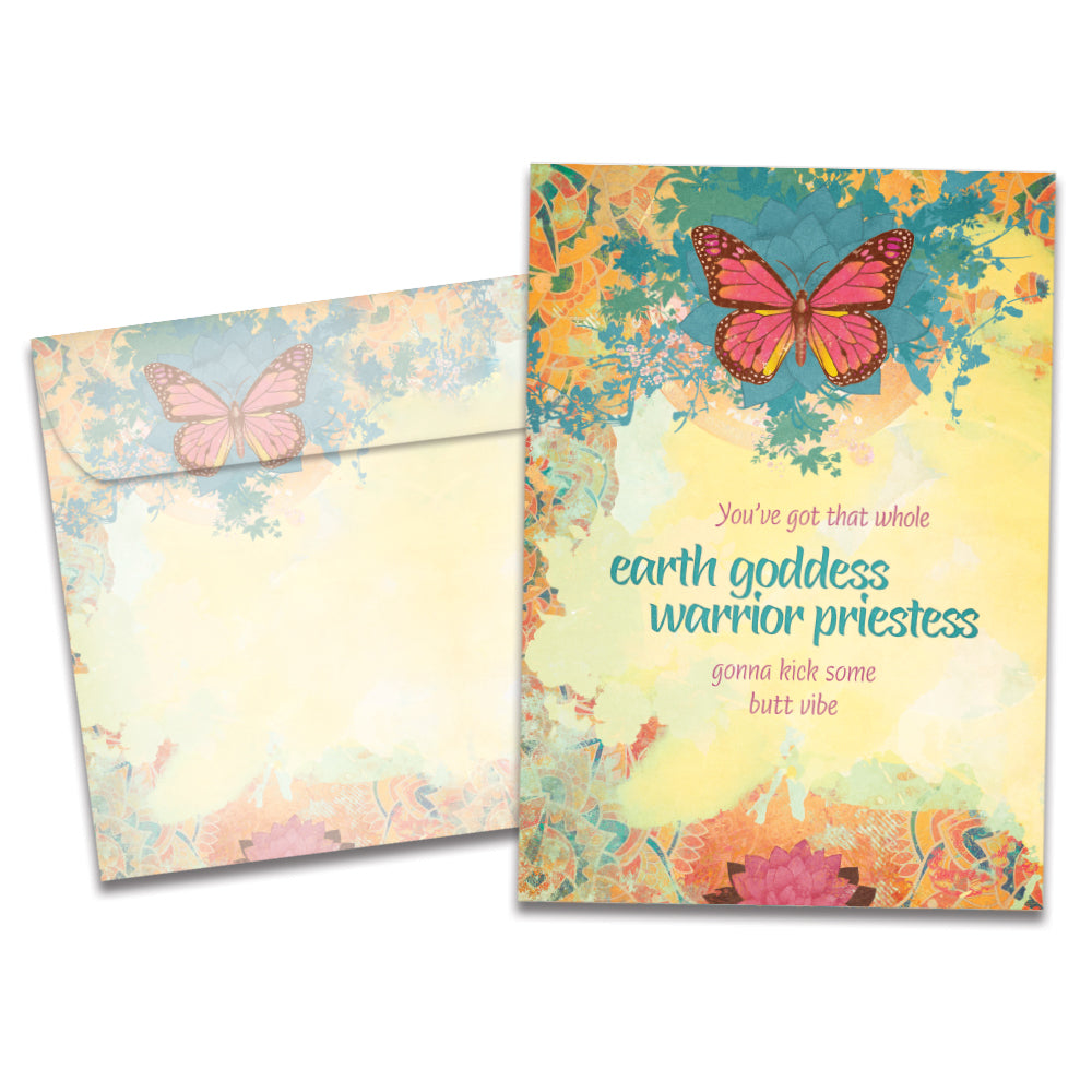 The cover of Tree-Free's Earth Goddess card, along with its matching envelope.