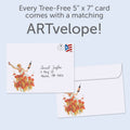Load image into Gallery viewer, The envelope for Tree-Free’s Vintage Status card, along with the following text: “Every Tree-Free 5x7 card comes with a matching ARTvelope!”
