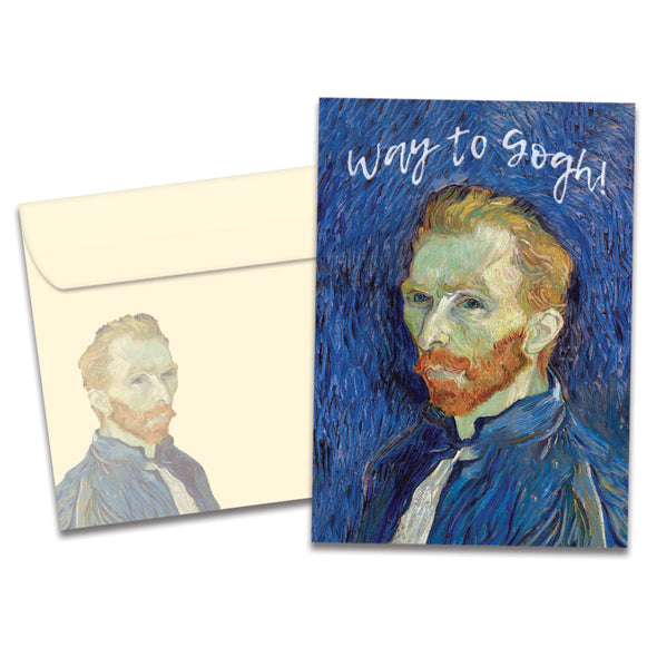 The cover of Tree-Free's Way to Gogh card, along with its matching envelope.