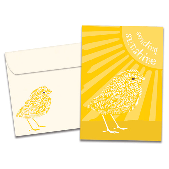 The cover of Tree-Free's Sunshine Season All Occasion Card card, along with its matching envelope.