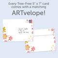 Load image into Gallery viewer, The envelope for Tree-Free’s The World Enjoys You card, along with the following text: “Every Tree-Free 5x7 card comes with a matching ARTvelope!”
