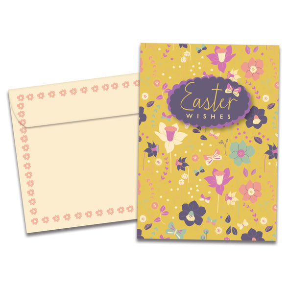 The cover of Tree-Free's Easter Wishes card, along with its matching envelope.