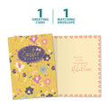 Load image into Gallery viewer, The cover and inside of Tree-Free’s Easter Wishes card, along with the following text: “1 greeting card, 1 matching envelope”
