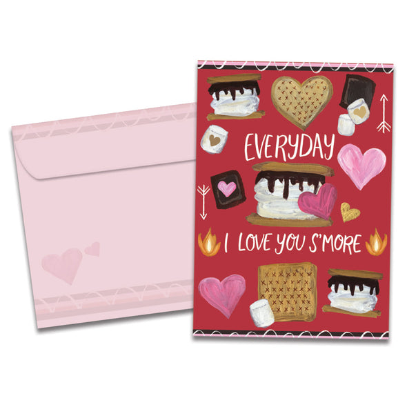 The cover of Tree-Free's S'more Love card, along with its matching envelope.
