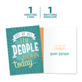 Load image into Gallery viewer, The cover and inside of Tree-Free’s Born Today Birthday Card card, along with the following text: “1 greeting card, 1 matching envelope”
