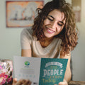 Load image into Gallery viewer, Lifestyle image(s) featuring Tree-Free’s Born Today Birthday Card card

