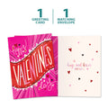 Load image into Gallery viewer, The cover and inside of Tree-Free’s Bold Valentine card, along with the following text: “1 greeting card, 1 matching envelope”
