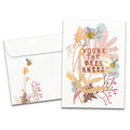 Load image into Gallery viewer, The cover of Tree-Free&#39;s You&#39;re The Bees Knees All Occasion Card card, along with its matching envelope.
