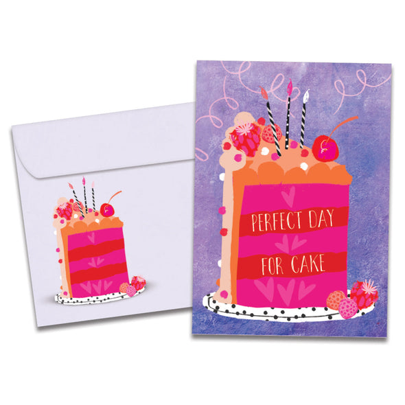 The cover of Tree-Free's Cake Day card, along with its matching envelope.