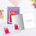 Load image into Gallery viewer, The inside of Tree-Free’s Cake Day card, with the cover and envelope in the background.

