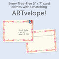 Load image into Gallery viewer, The envelope for Tree-Free’s Find Joy Flowers card, along with the following text: “Every Tree-Free 5x7 card comes with a matching ARTvelope!”
