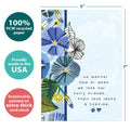 Load image into Gallery viewer, The cover of Tree-Free’s Furry Friends Love card with lines demonstrating its 5x7 dimensions, along with the following text: “100% PCW recycled paper, proudly made in the USA, sustainably printed on extra-thick card stock”
