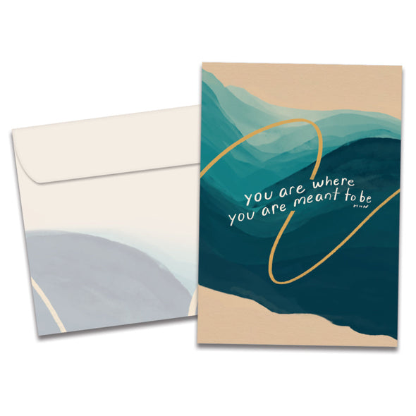 The cover of Tree-Free's Where You Are card, along with its matching envelope.