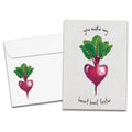 Load image into Gallery viewer, The cover of Tree-Free&#39;s Heart Beet card, along with its matching envelope.
