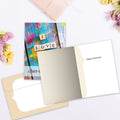 Load image into Gallery viewer, The inside of Tree-Free’s Vibrant Love You card, with the cover and envelope in the background.
