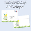 Load image into Gallery viewer, The envelope for Tree-Free’s Favorite Peep card, along with the following text: “Every Tree-Free 5x7 card comes with a matching ARTvelope!”
