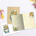 Load image into Gallery viewer, The inside of Tree-Free’s Flower Van card, with the cover and envelope in the background.
