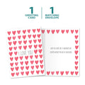 Load image into Gallery viewer, The cover and inside of Tree-Free’s Watercolor Hearts card, along with the following text: “1 greeting card, 1 matching envelope”

