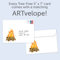Load image into Gallery viewer, The envelope for Tree-Free’s Kindle My Campfire Love Card card, along with the following text: “Every Tree-Free 5x7 card comes with a matching ARTvelope!”
