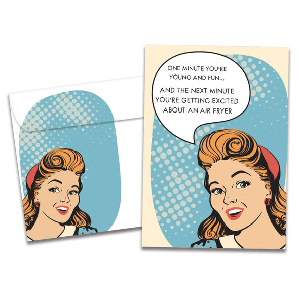 The cover of Tree-Free's Air Fryer card, along with its matching envelope.